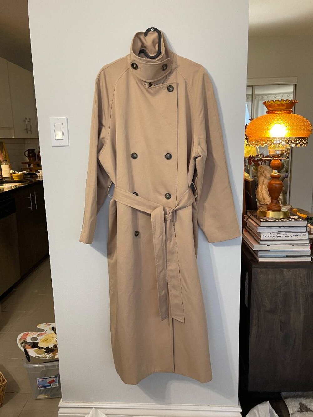 H&M MAXI TRENCH COAT IN BEIGE SIZE LARGE